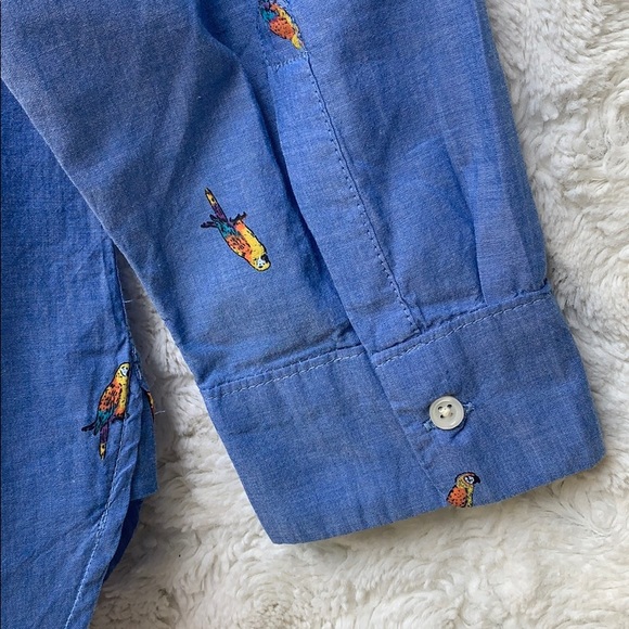 EUC Old Navy Parrot Print Chambray ButtonDown XL - Picture 7 of 11